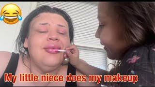 My niece Jazlyn does my makeup weekly blog with family [upl. by Enorahs]