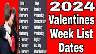 valentine day valentine day kab hai 2024Valentine Day Dates 2024  Valentine Week List Dates 2024 [upl. by Akina]