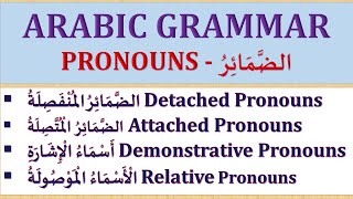 PERSONAL ATTACHED DEMONSTRATIVE AND RELATIVE PRONOUNS IN ARABIC ARABIC GRAMMAR LESSON 811 [upl. by Ruhl]