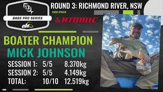 2024 13Fishing BASS Pro Series  Atomic Richmond River Boater Winner Mick Johnson [upl. by Cand]