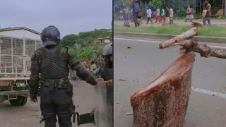 Debris blocks roads following antigovernment protest in Solomon Islands  AFP [upl. by Natasha778]