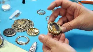 Using Deep Bezels and Magnifying Lenses to Make Customized Pendants Brooches Assemblage Jewelry [upl. by Madid]