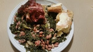 Pressure Cooker Ham Hocks Kale Greens and Pinto Beans [upl. by Karole259]