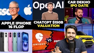 Business News Open AI Car Dekho Tata  Swiggy Zomato Ola iPhone Zerodha Stock Market [upl. by Relluf546]