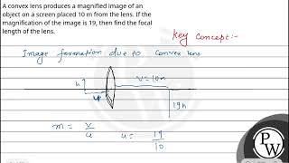 A convex lens produces a magnified image of an object on a screen placed 10 m from the lens If [upl. by Aerdnas]