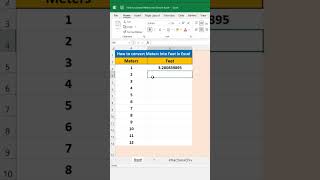 How to convert Meters into Feet in Excel excel shortvideo shorts [upl. by Desdamonna]