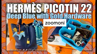 HERMES PICOTIN LOCK 22 HOW TO STYLE IT WITH A STRAP MOD SHOTS ZOOMONI BAG ORGANIZERℳℳ ♛ 302 [upl. by Viviene]