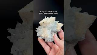 Mangano Calcite with Clear Quartz Crystals from Kosovo [upl. by Akerdnahs]