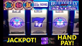 HIGH LIMIT SLOTS JACKPOT 4 REEL TRIPLE BUTTERFLY SEVENS  DOUBLE 3X 4X 5X TIMES PAY SLOT PLAY [upl. by Ennovyhc]