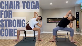 10 Minutes Chair Yoga for Strong Core  Flat Belly Slim Waist Feel Your Best [upl. by Nue]