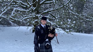 Bagpipes Highland Cathedral in Snowy Scottish Highlands [upl. by Ibrab]