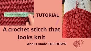 Unique knitlike crochet stitch tutorial waistcoat stitch variant [upl. by Gui626]