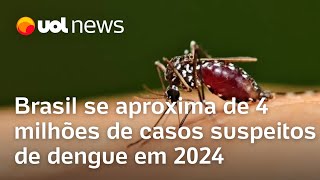 Dengue Brasil se aproxima de 4 milhões de casos suspeitos em 2024 MG é o estado mais suspeitas [upl. by Alokin]