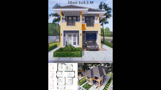 20x31 Feet Small House Plan 6x9 5 Meter 3 Beds 3 Baths Hip Roof home homedesign housedesign [upl. by Ricarda]