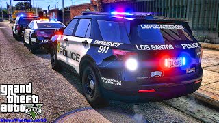 Playing GTA 5 As A POLICE OFFICER City Patrol HPD GTA 5 Lspdfr Mod 4K [upl. by Faubert]