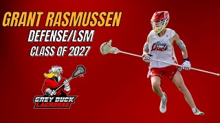 Grant Rasmussen 2027 DefenseLSM SummerSpring Lacrosse Highlights [upl. by Nylrebmik]