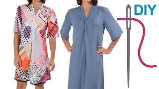 DIY Kleid mit Knoteneffekt nähen für Nähanfänger  Zierstoff Schnittmuster quotFenjaquot für Damen [upl. by Danie]