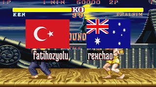 Street Fighter II Best Ken vs Best Dhalsim  fatihozyolu TR vs rexchao AU [upl. by Charbonneau]