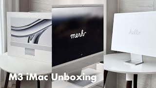 iMac M3 Unboxing🍎 Silver aesthetic amp cozy [upl. by Orimisac770]