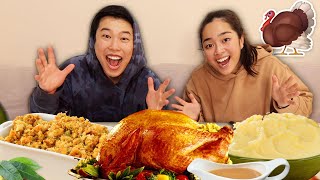 Our First Thanksgiving Feast Together   Full Mukbang Video  Zach amp Tee [upl. by Dru]