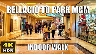 Bellagio to Park MGM Mostly Indoor Walk  Bellagio to Vdara to Aria to Park MGM  Dec 2023 [upl. by Lusar]