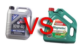 Liqui Moly MoS2 Leichtlauf Super 10W40 vs Castrol Magnatec 10W40 [upl. by Kegan]