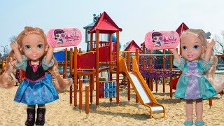 Elsa and Anna toddlers scavenger hunt on the beach [upl. by Nylissej]