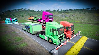 TRANSPORTING PIXAR CARS amp FRUITS WITH COLORED amp JOHN DEERE vs CLAAS vs TRACTORS  BeamNGdrive 53 [upl. by Nevets67]