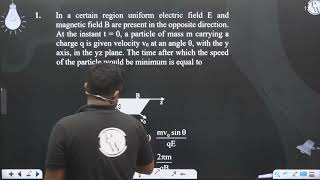 In a certain region uniform electric field E and magnetic field B are present in the opposite di [upl. by Melodee316]