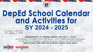 DepEd CALENDAR for School Year 20242025 Guidelines [upl. by Taryn]