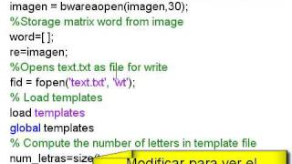 MATLAB OPTICAL CHARACTER RECOGNITION OCR MEJORADO [upl. by Sinylg]