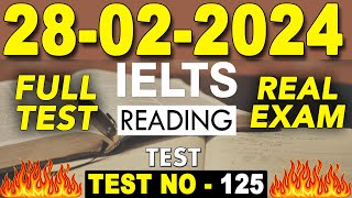 IELTS Reading Test 2024 with Answers  28022024  TEST NO  125 [upl. by Lednyc]