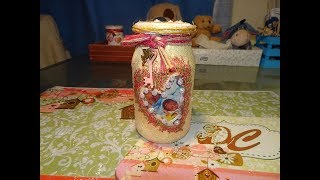 Reciclando frasco de conserva con decoupage y cascaron de huevo [upl. by Elumas]