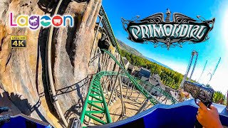 Primordial Roller Coaster On Ride 4K POV with Queue Owl Ending with Straight Drop Lagoon 2023 09 29 [upl. by Llertnod575]