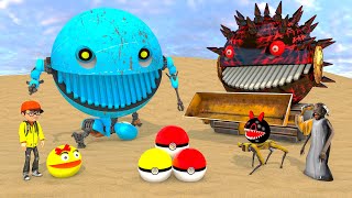 ROBOT PACMAN VS MS PACMAN VS PACMAN MONSTER IN POKEMON A NEW BATTLE BETWEEN ROBOTS  POKEMON WAR [upl. by Loise440]