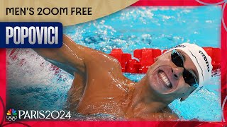 David Popovici earns gold USAs Luke Hobson gets bronze in TIGHT mens 200m free  Paris Olympics [upl. by Niliac]