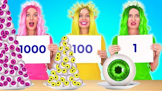 1000 LAYERS FOOD CHALLENGE 2  Giant VS Tiny Food For 24 Hours by 123 Go FOOD [upl. by Bobseine]