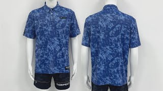 Luxury Golf Polo Button Short Sleeve Dark blue polka dot camouflage Rise Produce [upl. by Sucerdor]