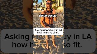 Asking ripped guy in LA what he does for his workouts slackline yoga workout fitness abs [upl. by Llekcor]