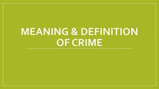 Meaning amp Definition of Crime [upl. by Ihsir]