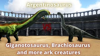 Argentinosauru vs ark creatures battle Giga Brachio BrachioJP ApatoJW Seismo Zazas Bronto [upl. by Natka959]