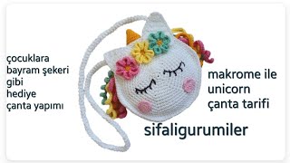 amigurumi unicorn çanta tarifi tek video bag macramebag [upl. by Duj523]