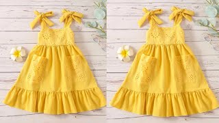 Como fazer Vestido infantil fácil e rapido para iniciantes na costura [upl. by Neelik849]