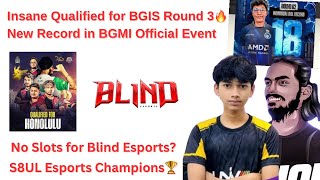 New Record in BGIS😱 No Slot for Blind Esports Insane Es Qualified for Round 3  Junior Gaming [upl. by Linskey67]