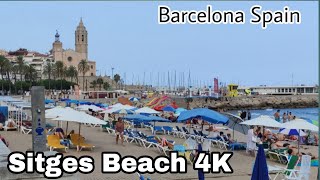 Sitges Beach Walk 4K Barcelona Spain [upl. by Sherl]