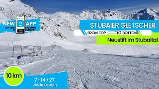 Stubaier Gletscher  8 of TOP 10 longest ski runs in Austria Wilde Grubn from top to bottom [upl. by Dara]