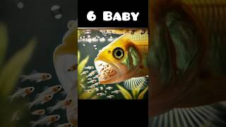 Yellow cichlid fish giving birth to 6 babies fish 🐳🥰fishing [upl. by Locin474]