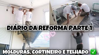 CORTINEIRO E MOLDURA DE GESSO NOS QUARTOS  PORTAS PINTADAS  DIÁRIO DA REFORMA P1 ❤️ [upl. by Eaner]