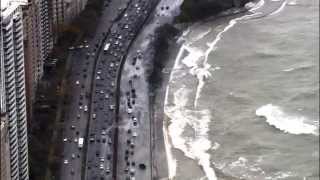 Lake Shore Drive in Chicago Flooding Due to High Winds [upl. by Ybreh]