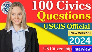 US Citizenship Interview 2024  Naturalization Interview 100 Civics Question  Practice 100 Civics [upl. by Roxie269]